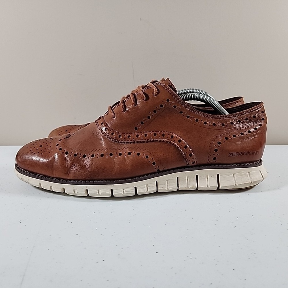 Cole Haan ZeroGrand Wingtip Oxford Shoe Leather British Tan C14493 Mens 11.5 M - Picture 5 of 11